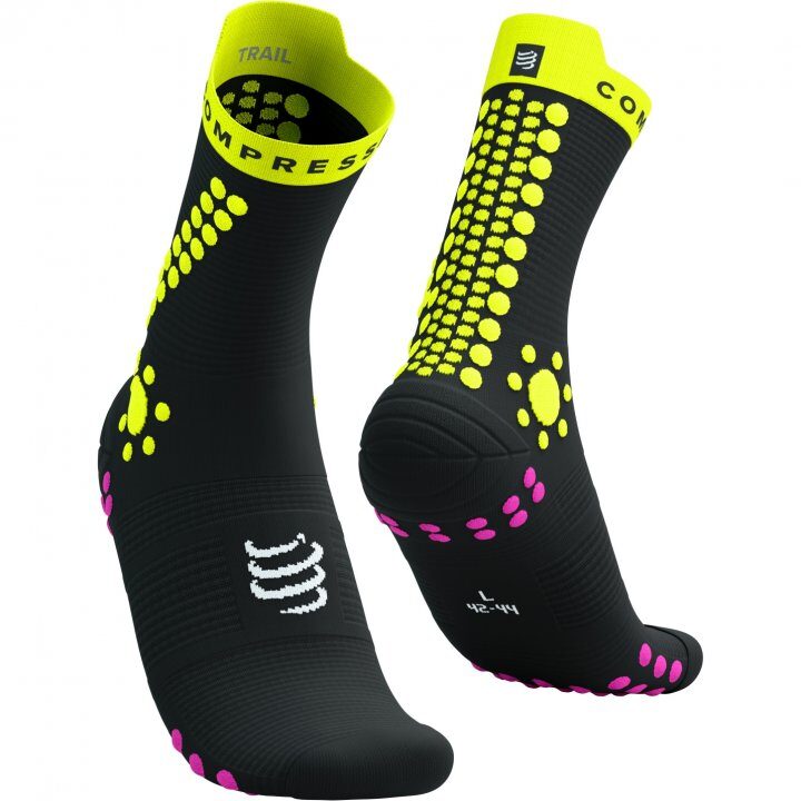 CS Шкарпетки Pro Racing Socks v4.0 Trail, Black/Safe Yellow/Neo Pink, T4