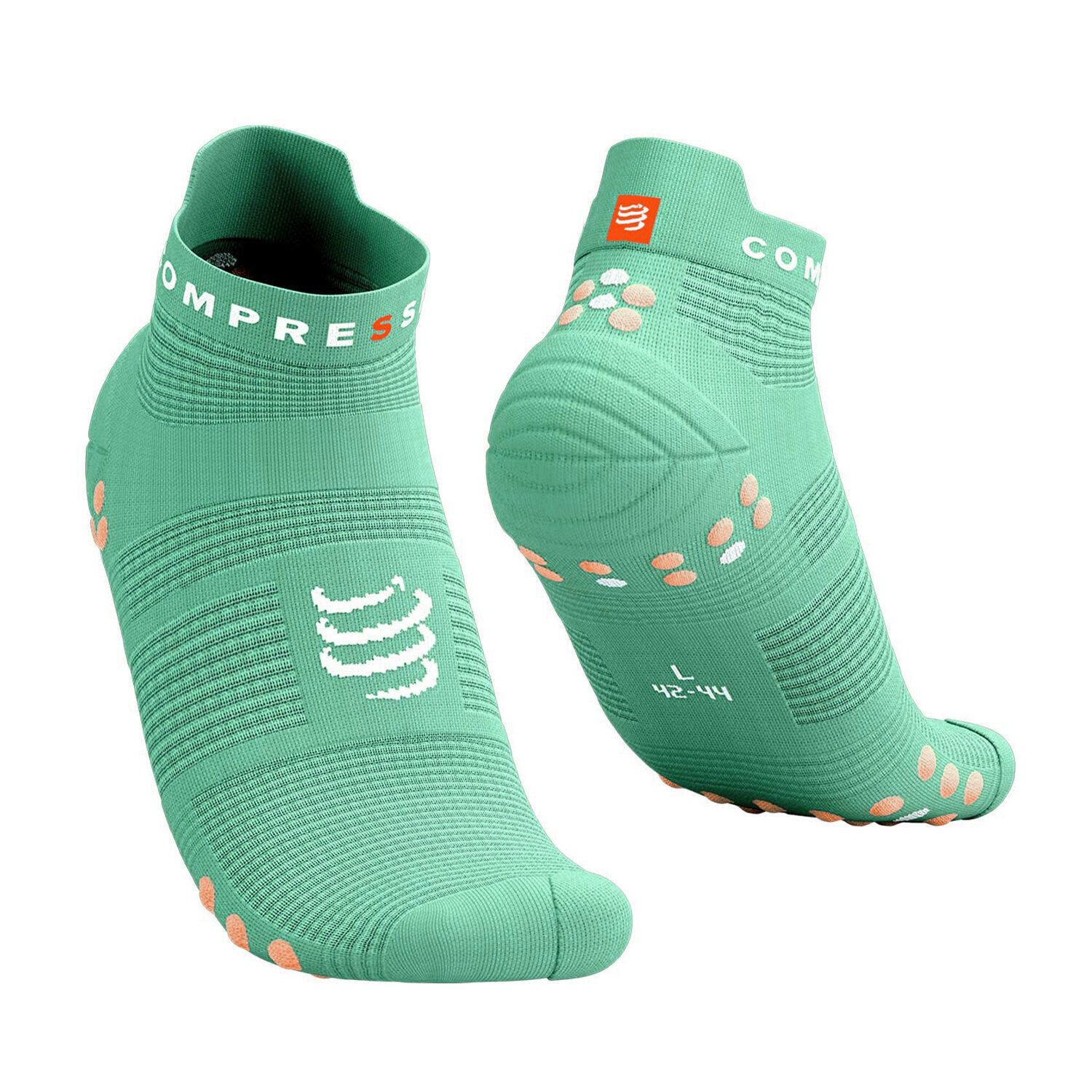 CS Шкарпетки Pro Racing Socks V4.0 Run Low, Creme De Menthe/Papaya Punch, T1